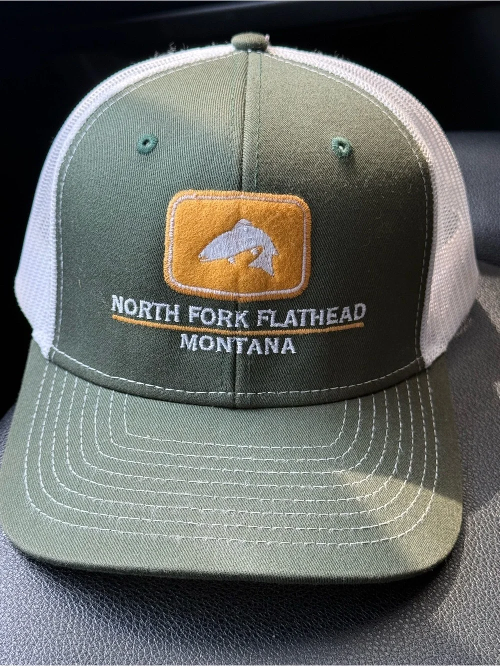 Olive & White Mesh Trucker Hat